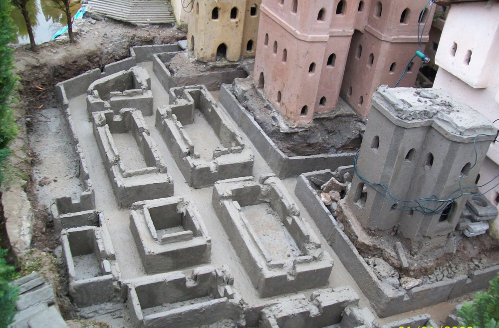 Figure 21. The new method used to realize the foundation of the buildings