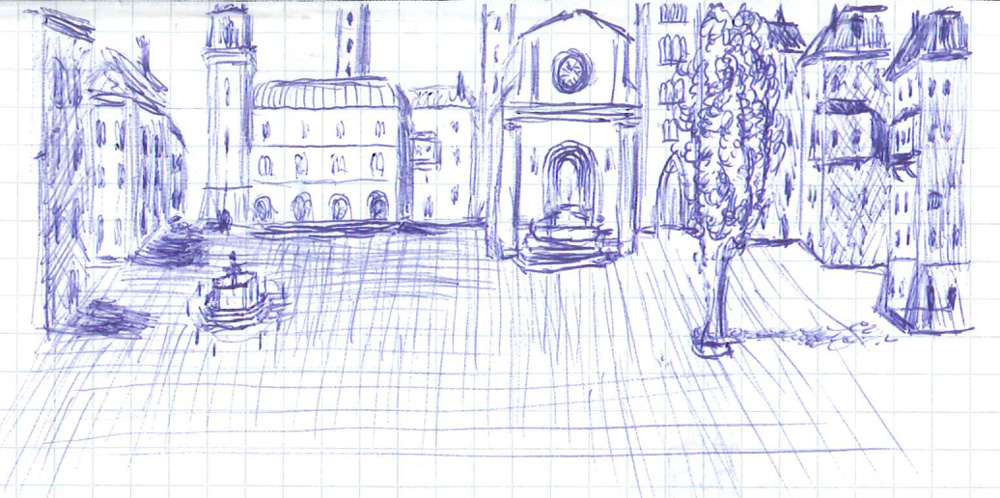 Figure 5. A view of an imagined new part of the town (never realized)